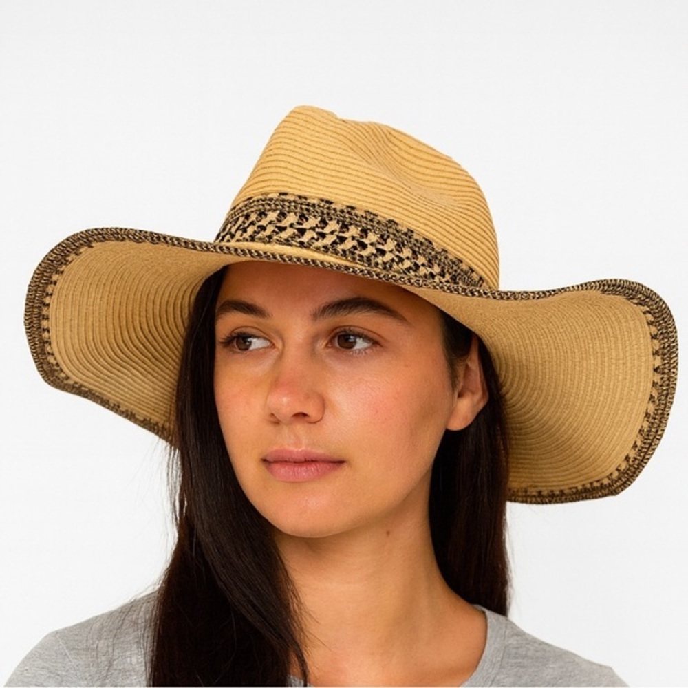 Stylish Tan Wide-Brim Hat